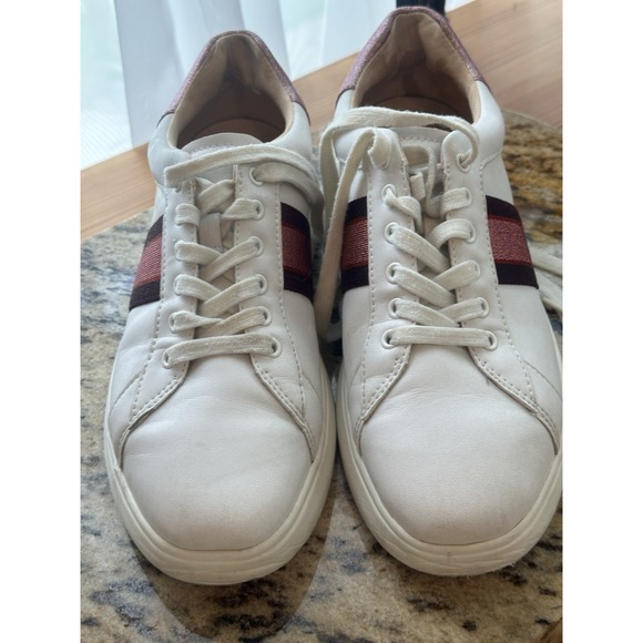 kate spade new york Shoes - Kate Spade Keswick Glitter Stripe Low-Top Sneakers White Pink Stripe 9.5